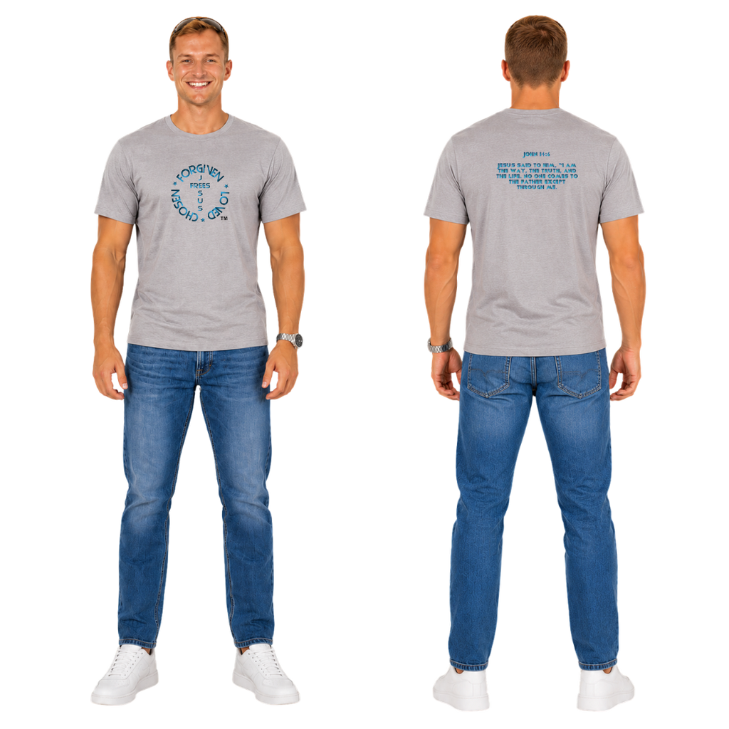 Jesus Frees - KD Men's Premium T-Shirt - Font 176 Blue Metallic John 14:6