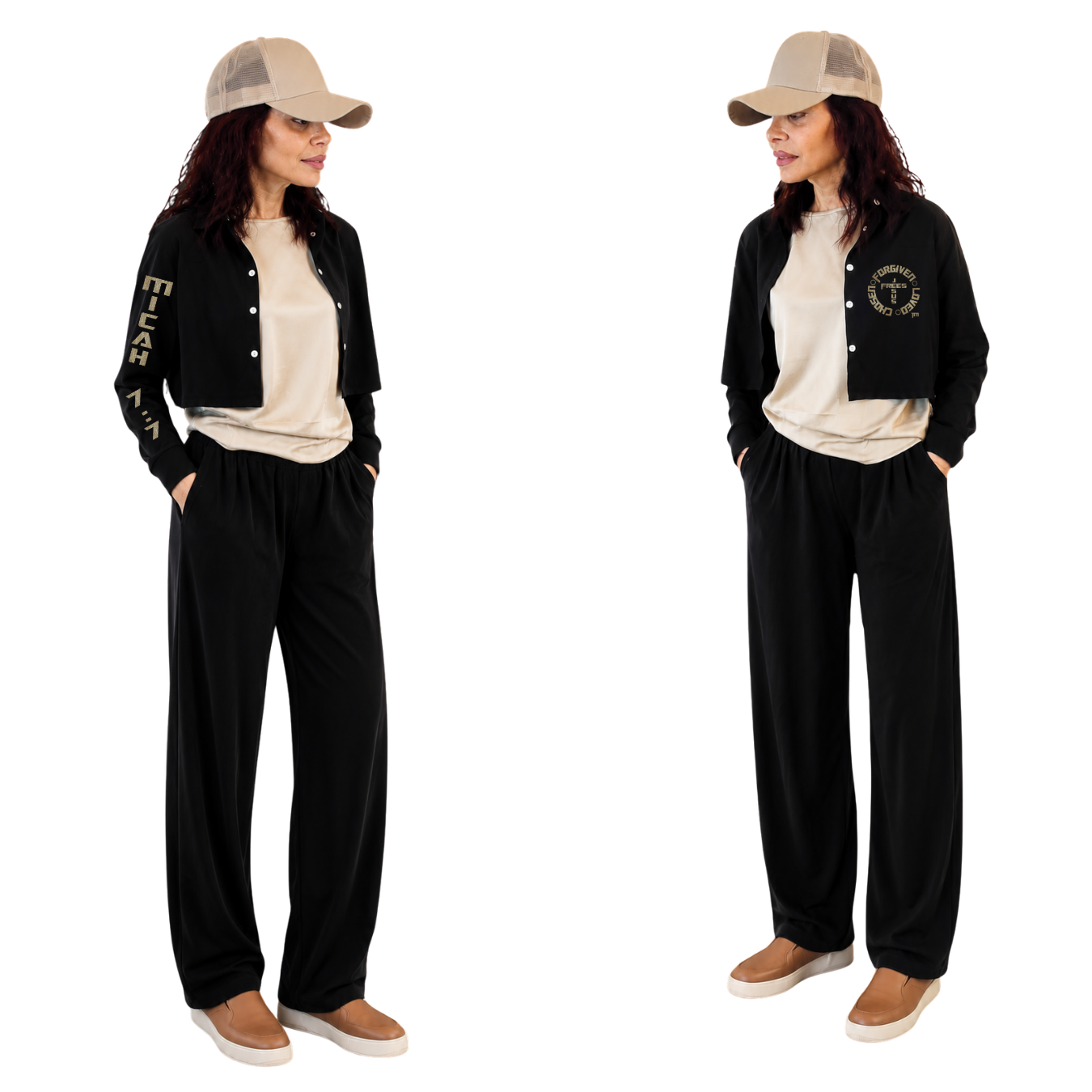 Jesus Frees | Cropped Lite Long Sleeve Summer Jacket | Font 153 Gold