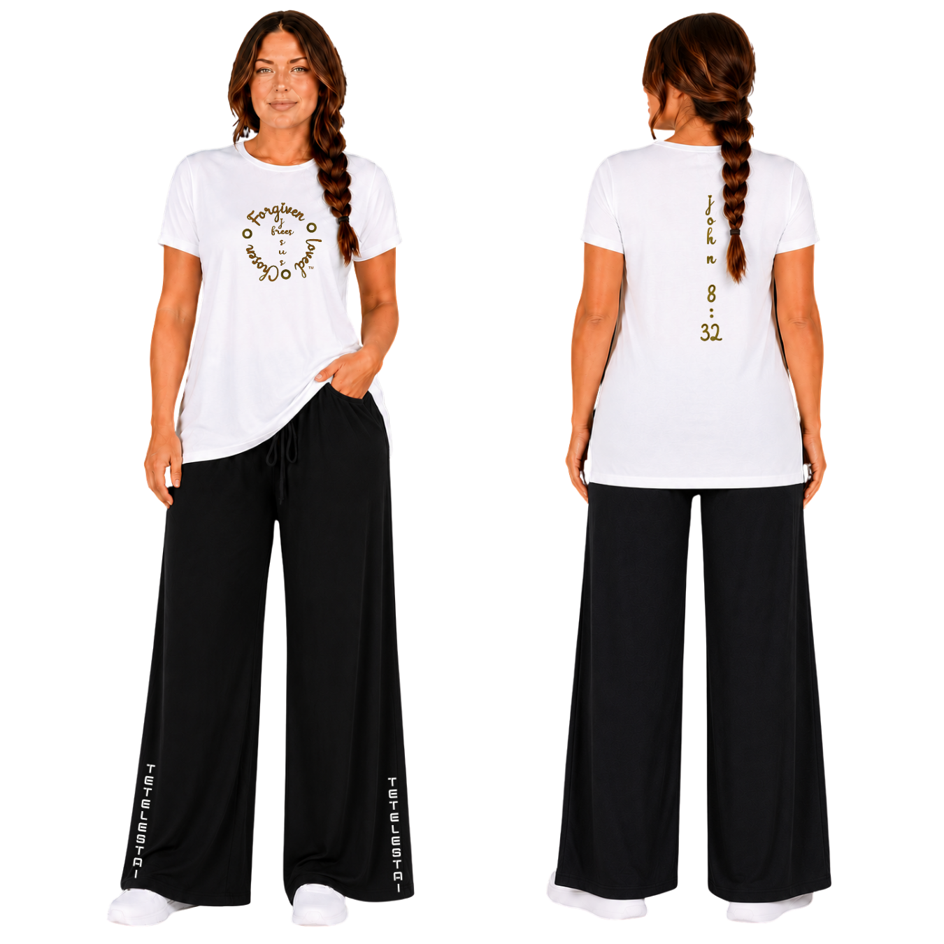 Jesus Frees - G64 Soft Style White Cotton T-Shirt - Font 223 Brown