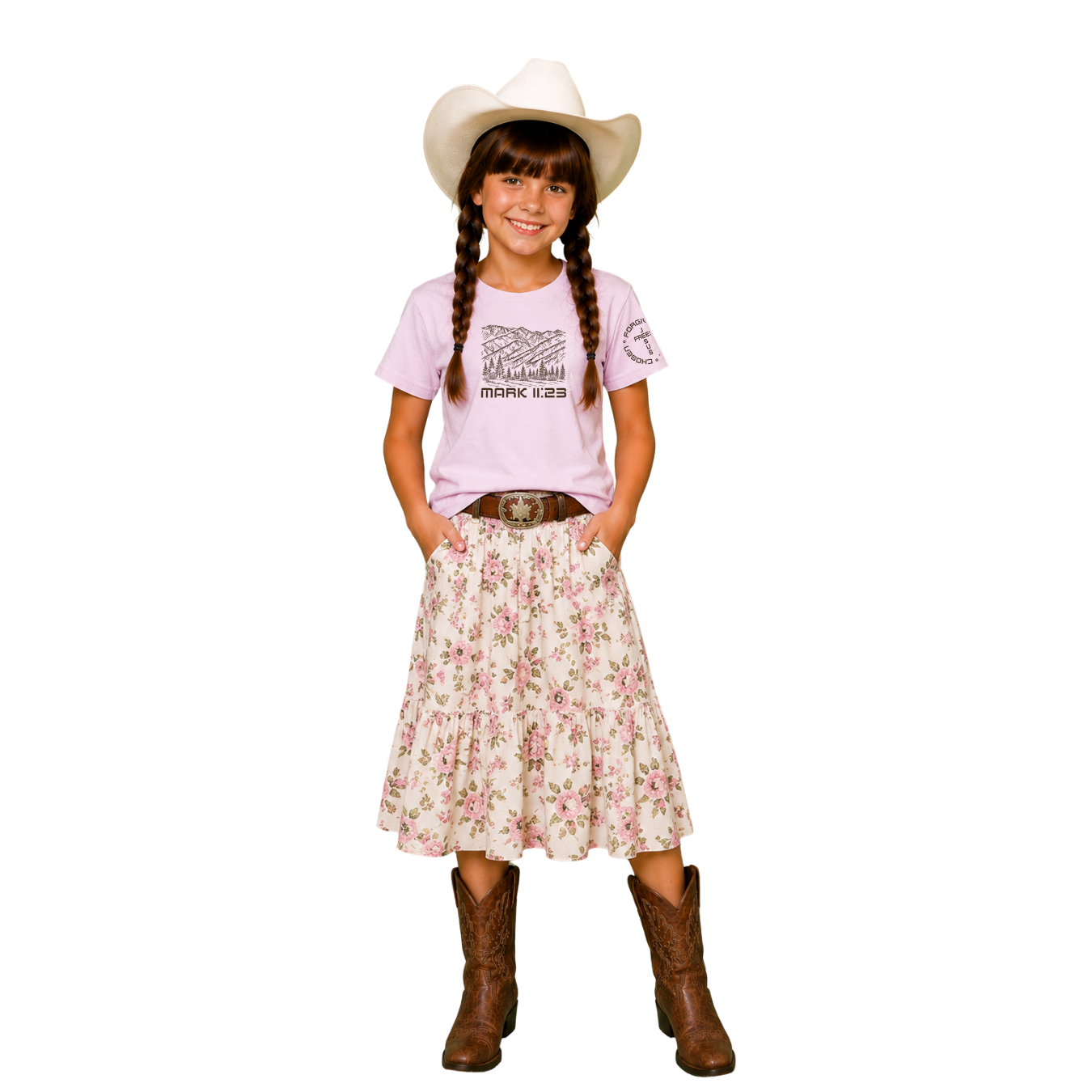 Jesus Frees - Kids 100% Cotton T-Shirts Girls - Montana Mountain Line
