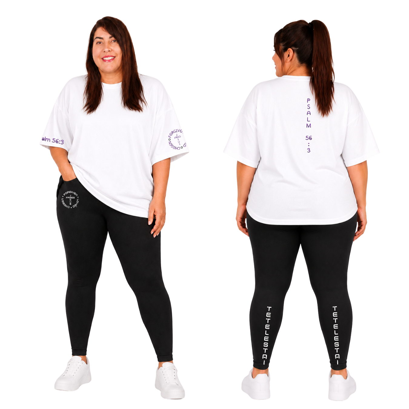 Jesus Frees - SICU Oversized Short Sleeve Women's Shirt - Font 303 Purple -  Psalm 56:3