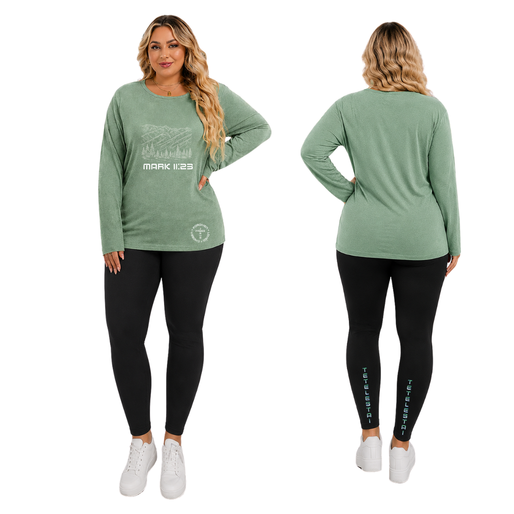 PLUS SIZE BLACK LEGGINS WITH POCKETS PRINTED "TETELESTAI" - Soft High Waisted Tummy Control Workout Pants