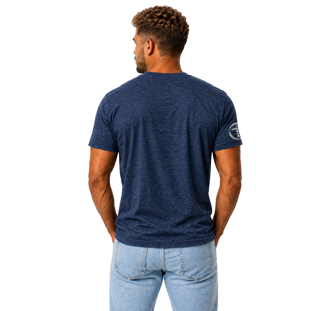 Jesus Frees - G20 Camo Blue Yellow Men's T-Shirt - Font 49 Yellow - Philippians 4:13