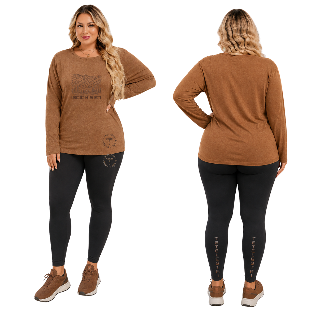 Jesus Frees - Black Leggings with Pockets - "Tetelestai" Print - Soft High Waisted Tummy Control Workout Pants
