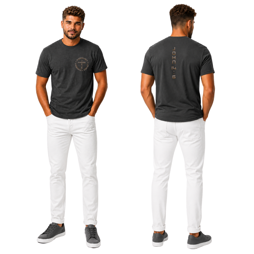 Jesus Frees | G20 Military Green Ultra Cotton Men's T-Shirt | Font 49 Brown Gray Fade