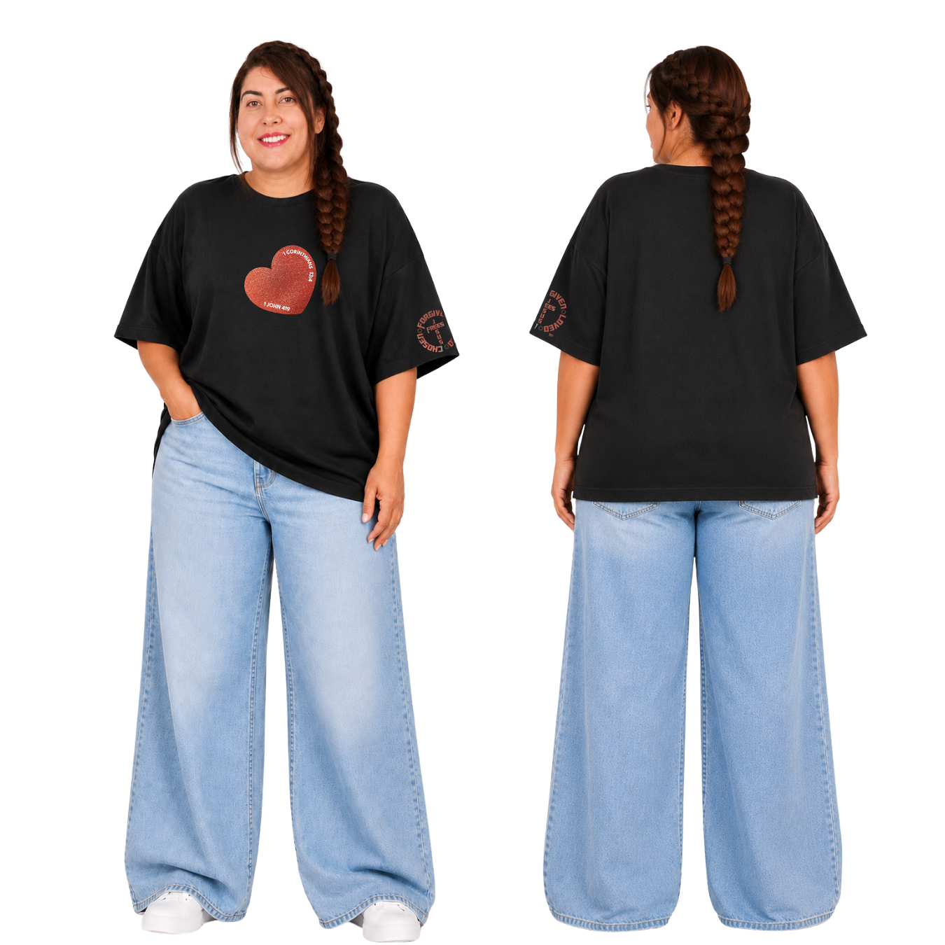 Jesus Frees - SICU Oversized Short Sleeve Women's Shirt - Hearts