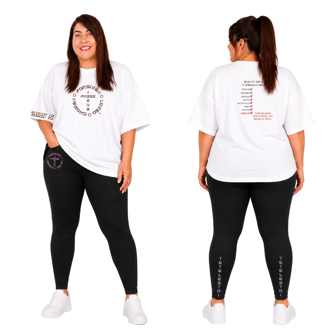Jesus Frees - SICU Oversized Short Sleeve Women's Shirt - 7 Deadly Sins Font 126 Red