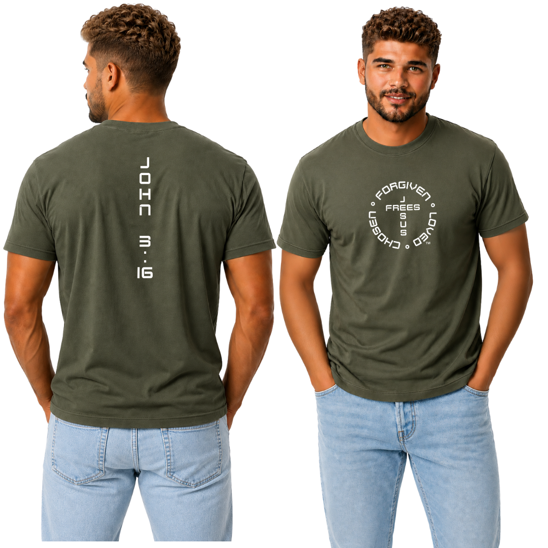 G20 MILITARY GREEN ULTRA COTTON MEN'S T-SHIRT - FONT 49 WHITE