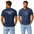 Jesus Frees - G20 Heather Indigo Ultra Cotton Men's T-Shirt - Font 49 White