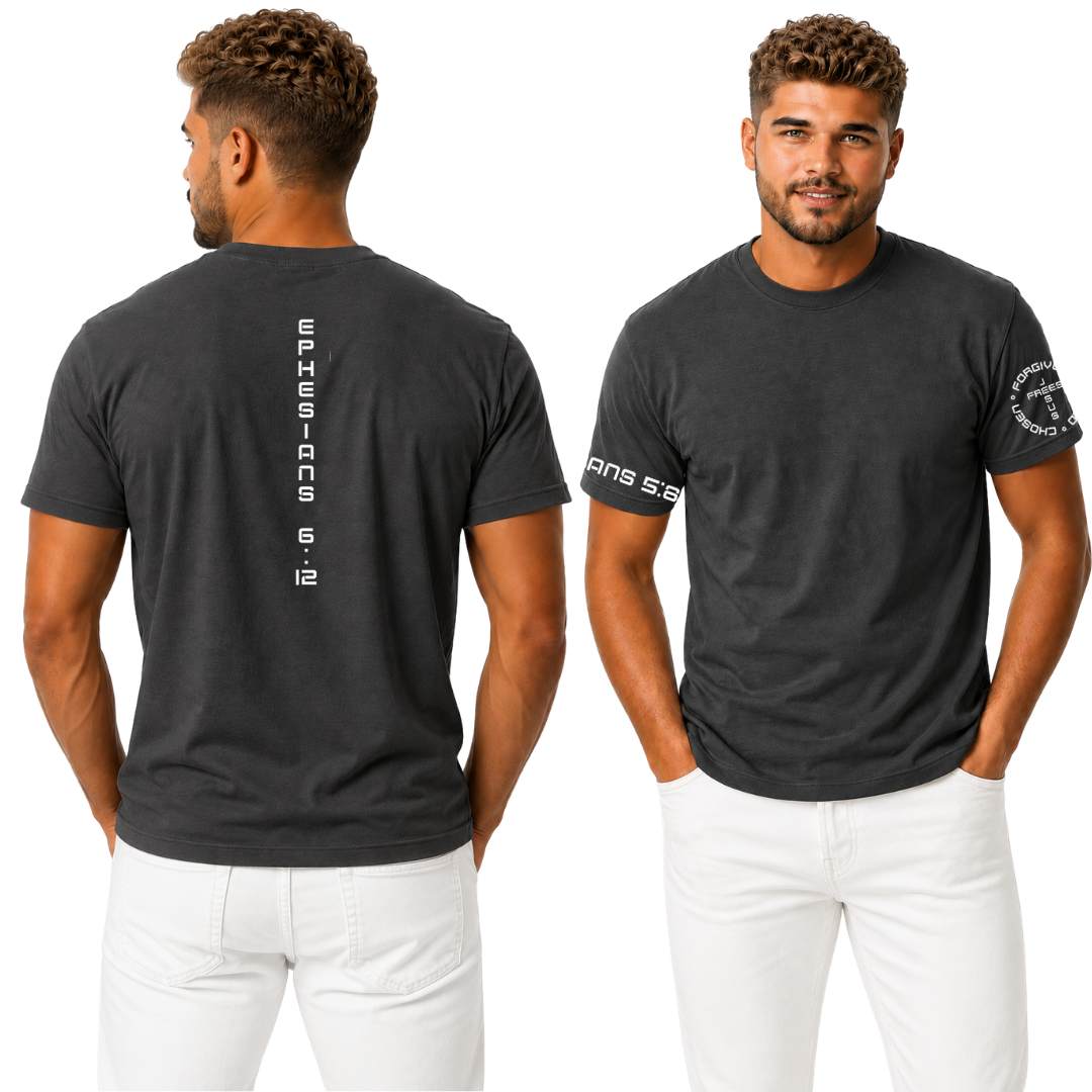 Jesus Frees - G20 Charcoal Ultra Cotton Men's T-Shirt - Font 49 White