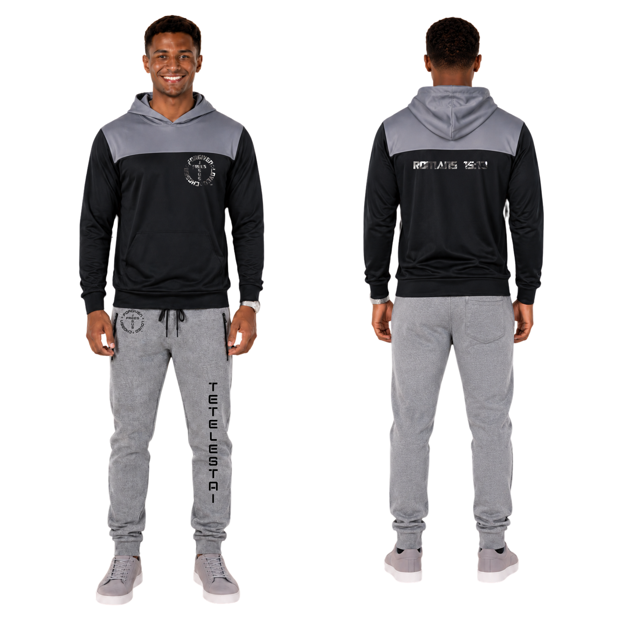 Jesus Frees - U-Champ Men's Jogger Sweatpants - Tetelestai Font 49 Black