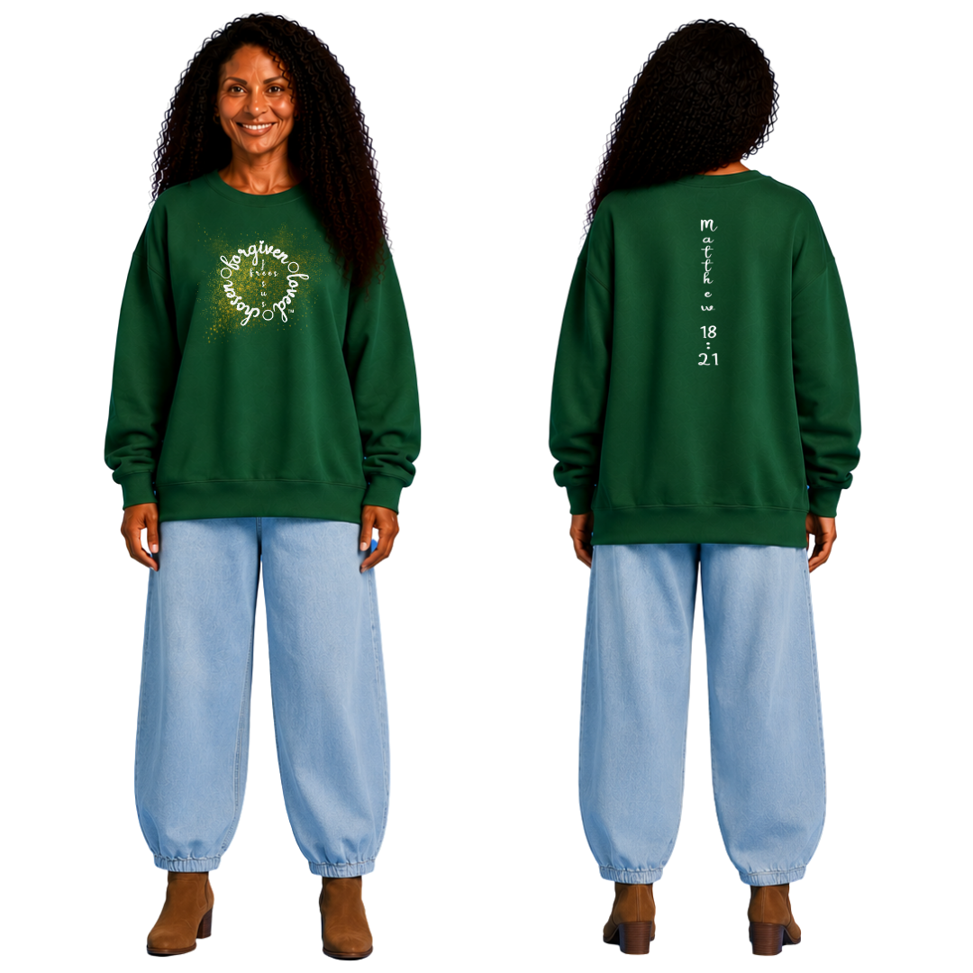 Jesus Frees™ Apparel | Women's Scripture Holiday Sweat Shirt | Font 223 White