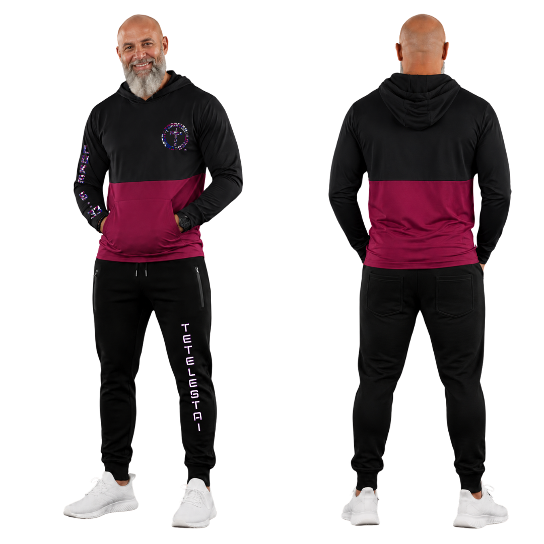 Jesus Frees™ Apparel | AE Men's Christian Scripture Mesh Hoodie | Font 153 Navy-Burgundy Camo