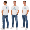 Jesus Frees | G64 Soft Style Men's White Cotton T-Shirt | Font 173 Metallic Blue