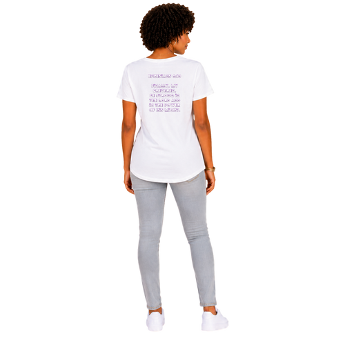 Jesus Frees - G64 Soft Style White Cotton Women's T-Shirt - Font 299 Flowers - Ephesians 6:10