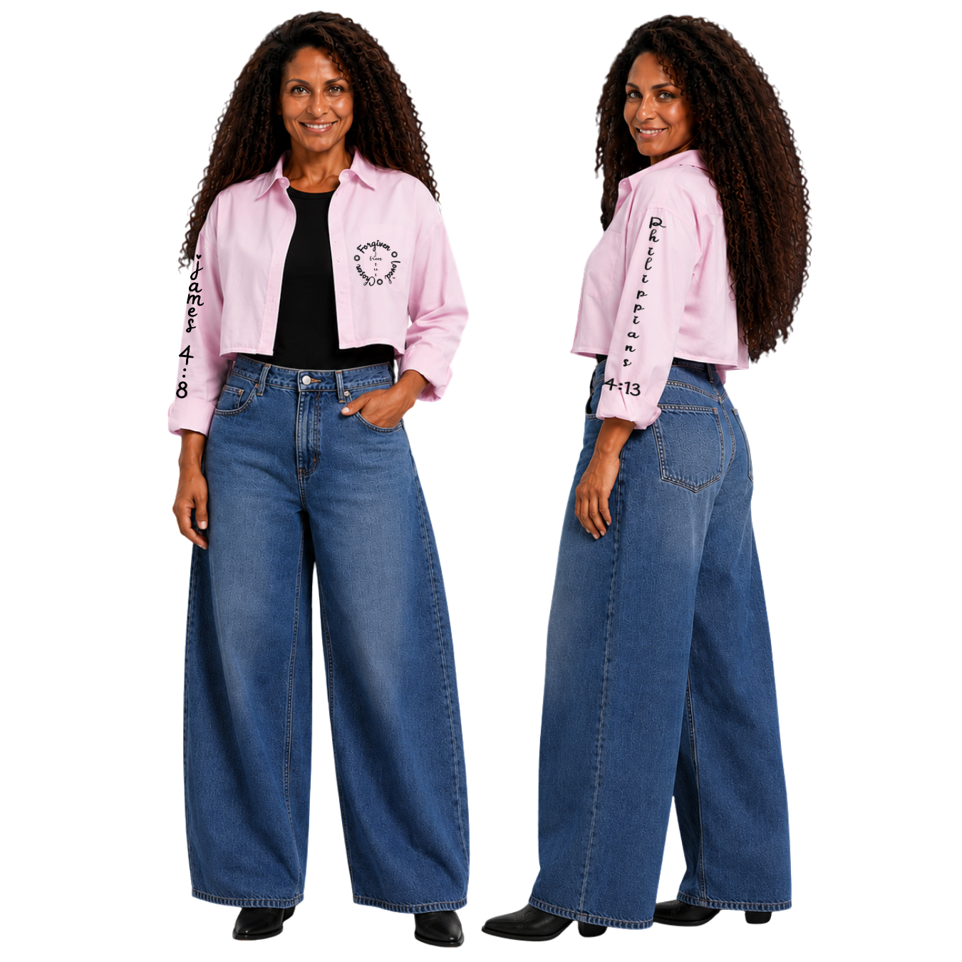 Jesus Frees | Cropped Lite Long Sleeve Pink Summer Jacket | Font 223