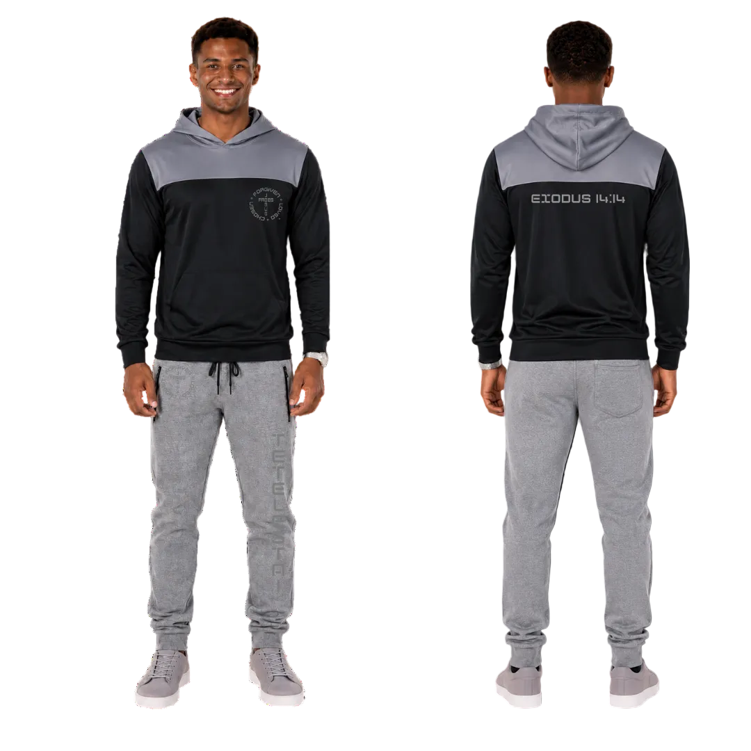 Jesus Frees | Champ Men's Jogger Sweatpants | Tetelestai Font 49 Gray