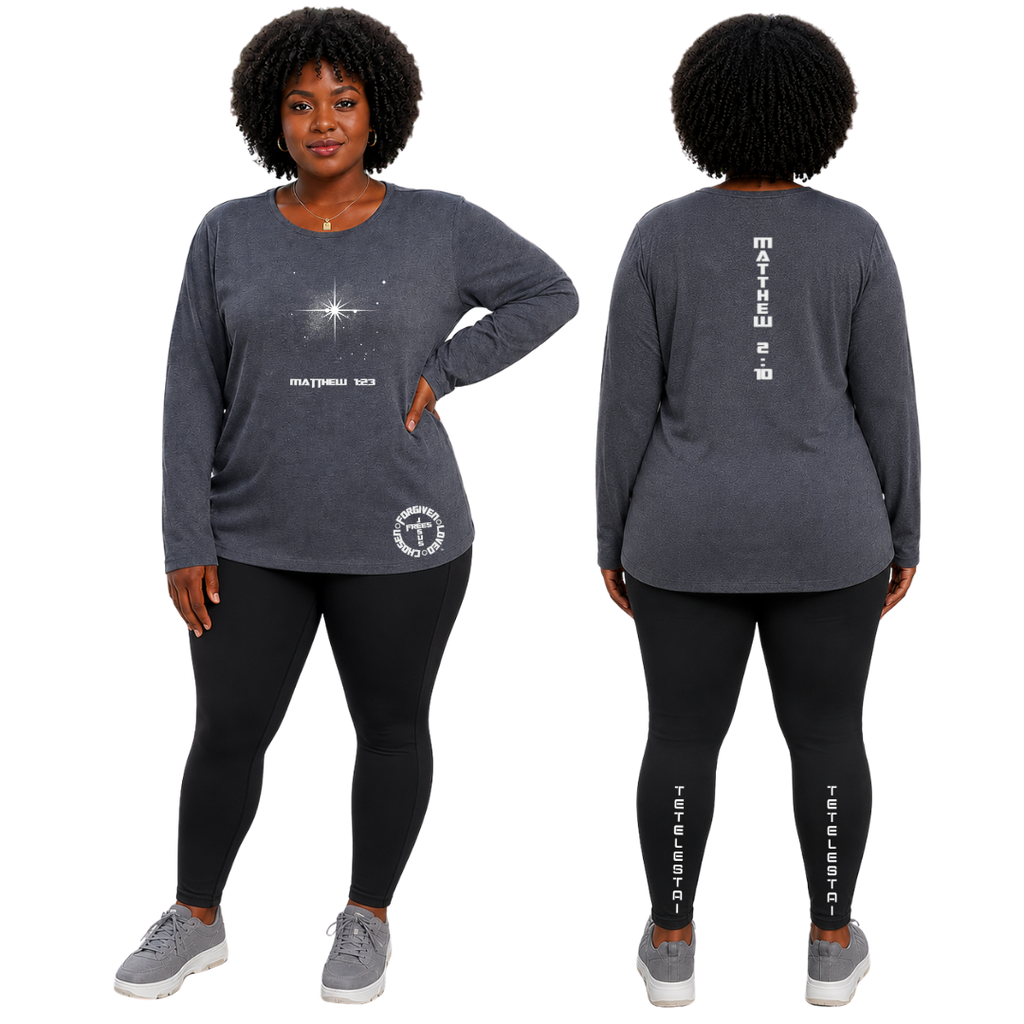 Jesus Frees - Joell Women's Long Sleeve Gray Heather Crew Neck Shirt - 153 Star of Bethlehem