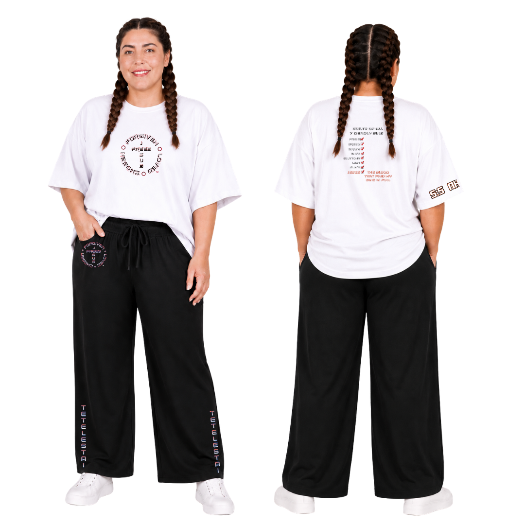 Jesus Frees - SICU Oversized Short Sleeve Women's Shirt - 7 Deadly Sins Font 126 Red