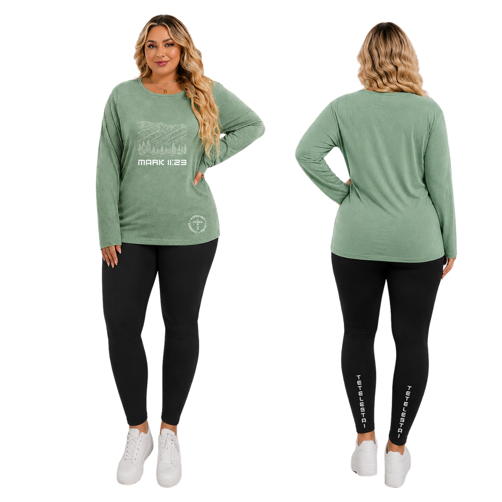 PLUS SIZE BLACK LEGGINS WITH POCKETS PRINTED "TETELESTAI" - Soft High Waisted Tummy Control Workout Pants