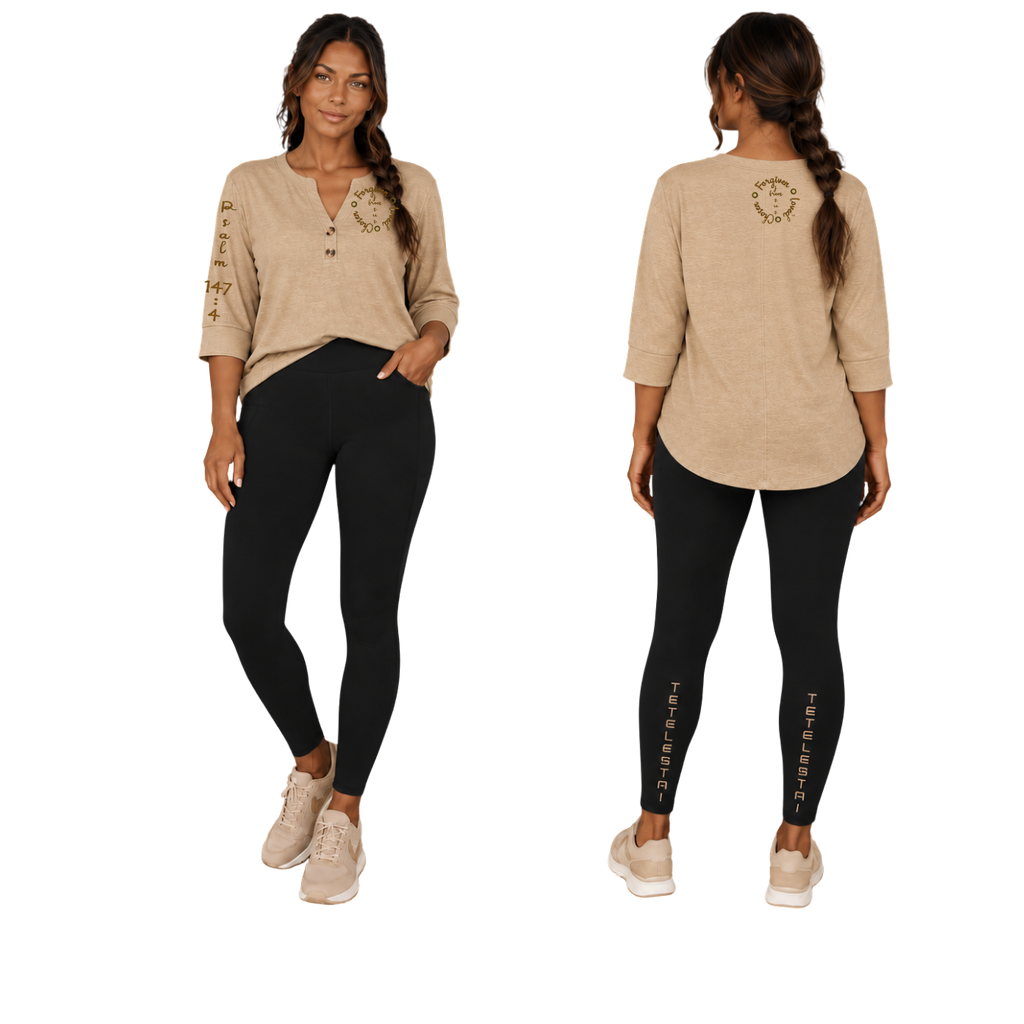 Jesus Frees™ Apparel | Women's Beige Long Sleeve Scripture Shirt | 223 Brown