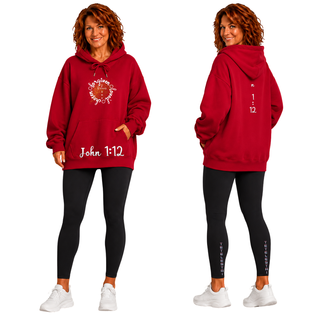 Jesus Frees™ Apparel | Women's Holiday Scripture Hoodie | Font 223 White |LAY HT