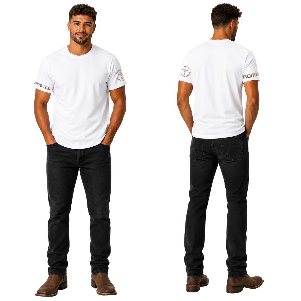 Jesus Frees | G20 Military Green Ultra Cotton Men's T-Shirt | Font 49 Brown Gray Fade