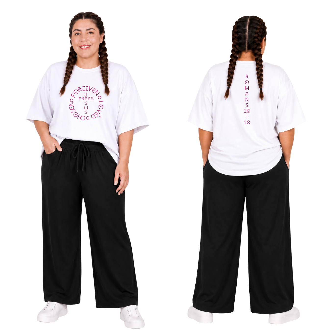 Jesus Frees - SICU Oversized Short Sleeve Women's Shirt - Font 303 Romans 10:10