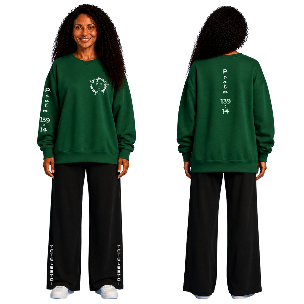 Jesus Frees™ Apparel | Women's Scripture Holiday Sweat Shirt | Font 223 White