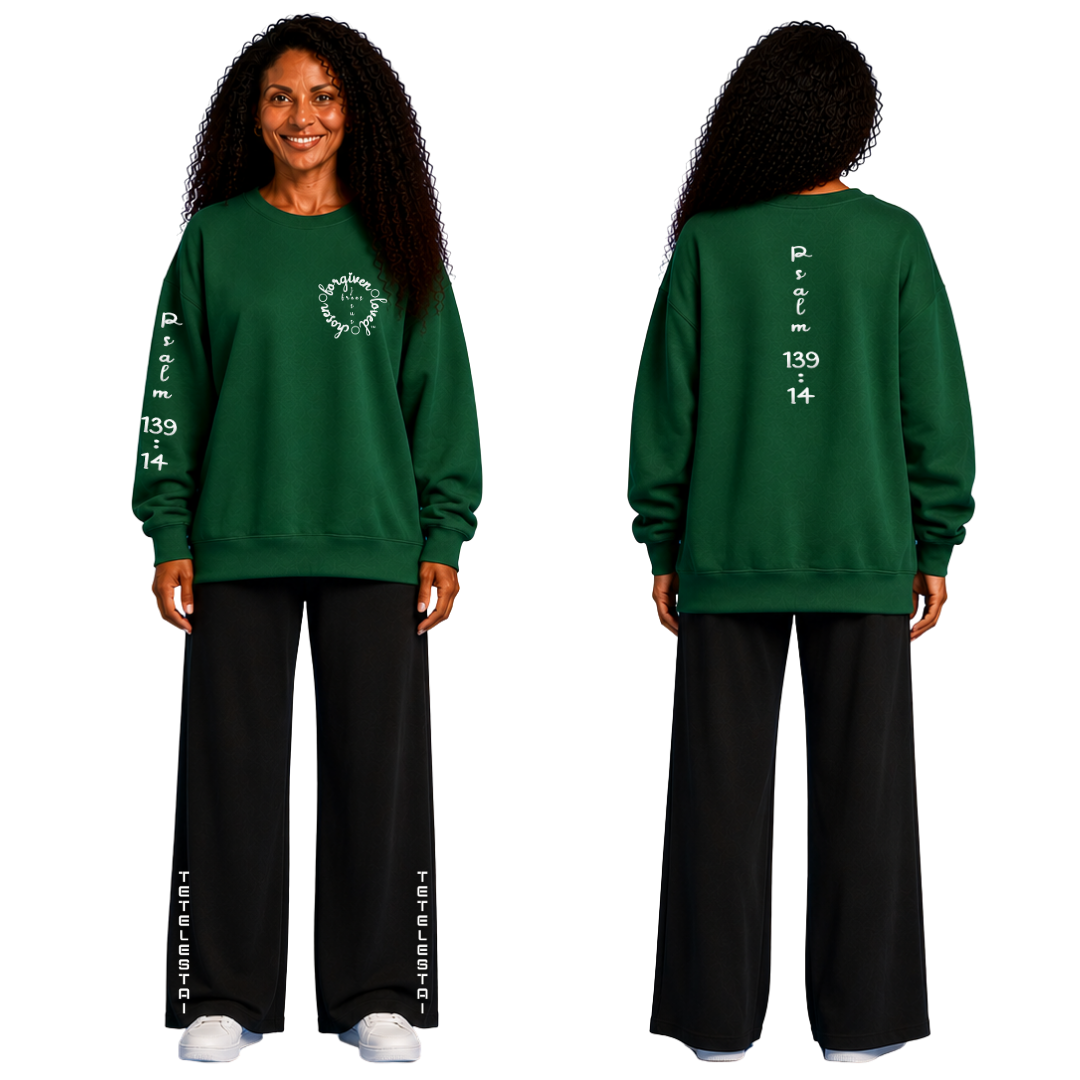 Jesus Frees™ Apparel | Women's Scripture Holiday Sweat Shirt | Font 223 White
