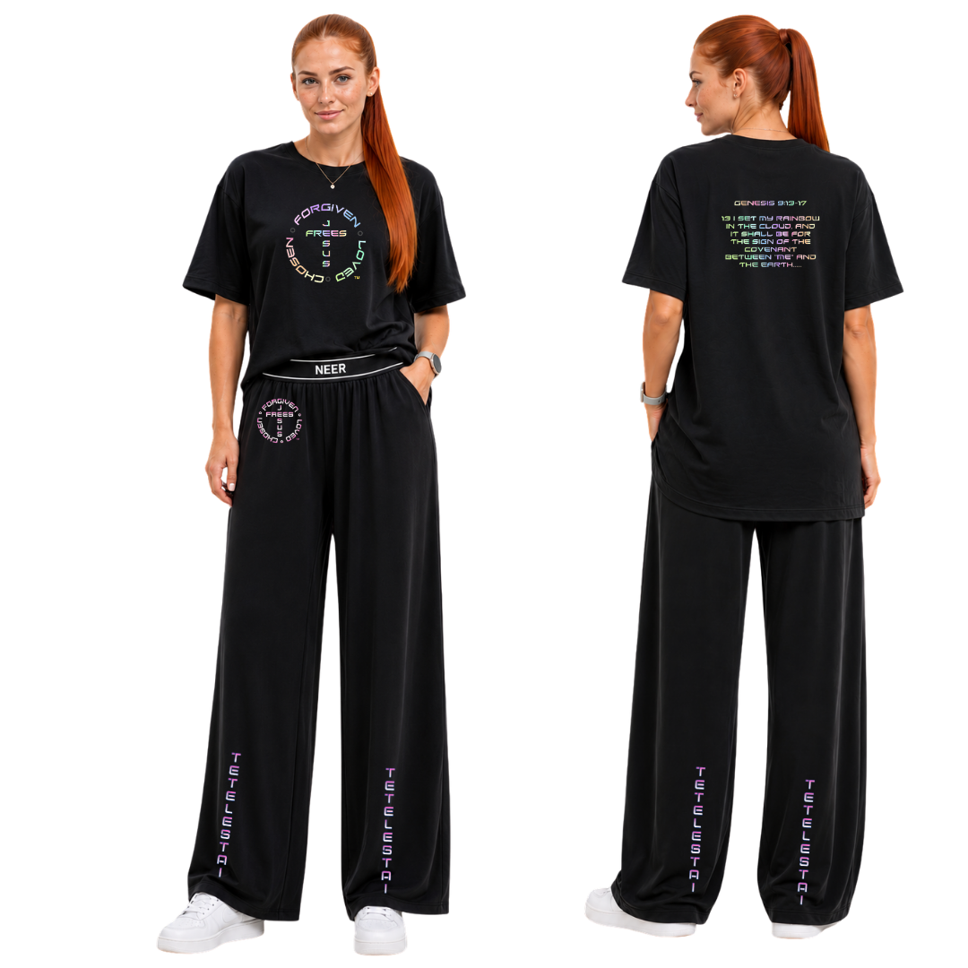 Jesus Frees - SICU Oversized Short Sleeve Women's Shirt - God's Covenant 153 Rainbow
