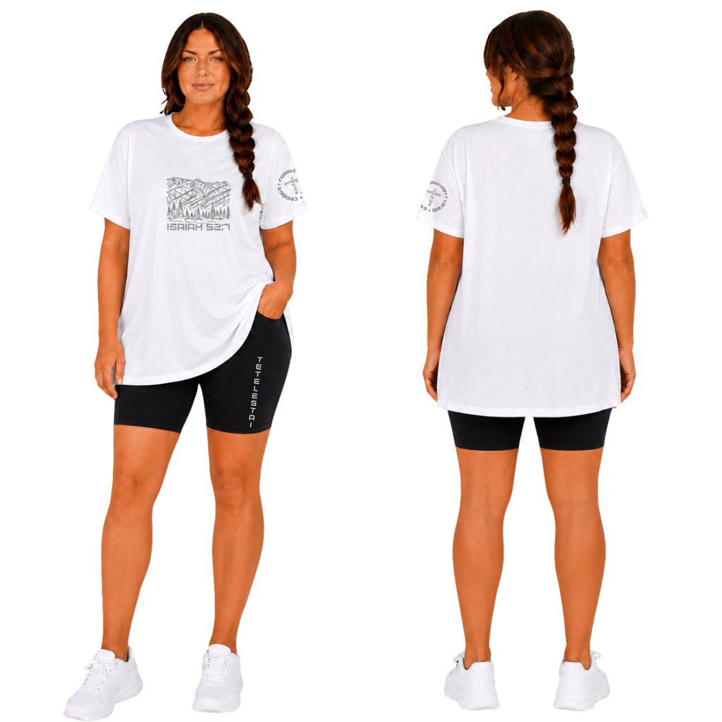 Jesus Frees - Women's 8" High Waisted Biker Shorts with Pockets - Font 49 Fade