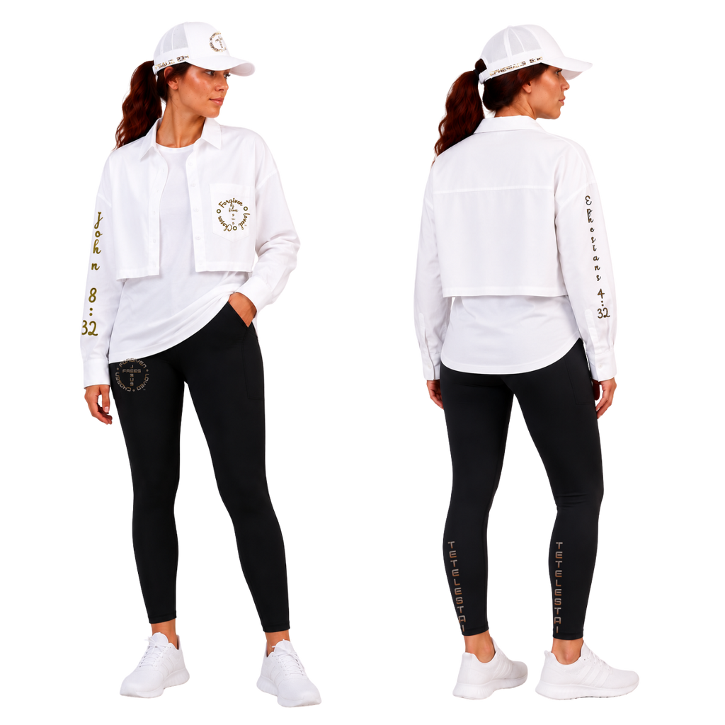 Jesus Frees - Cropped Lite Long Sleeve White Summer Jacket - Font 223