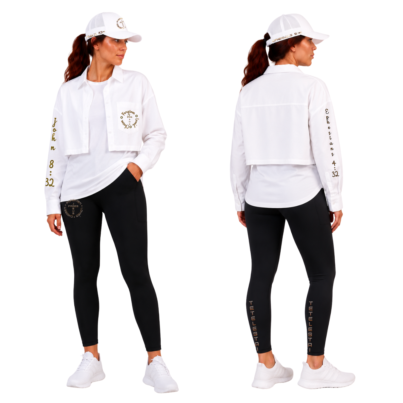 Jesus Frees - Cropped Lite Long Sleeve White Summer Jacket - Font 223
