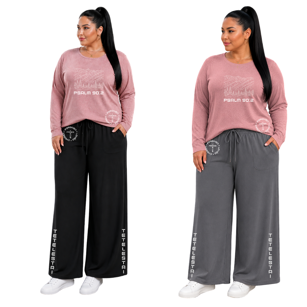 JOELL WOMEN'S LONG SLEEVE CREW NECK SHIRT - MONTANA MOUNTAINS FONT 49 WHITE