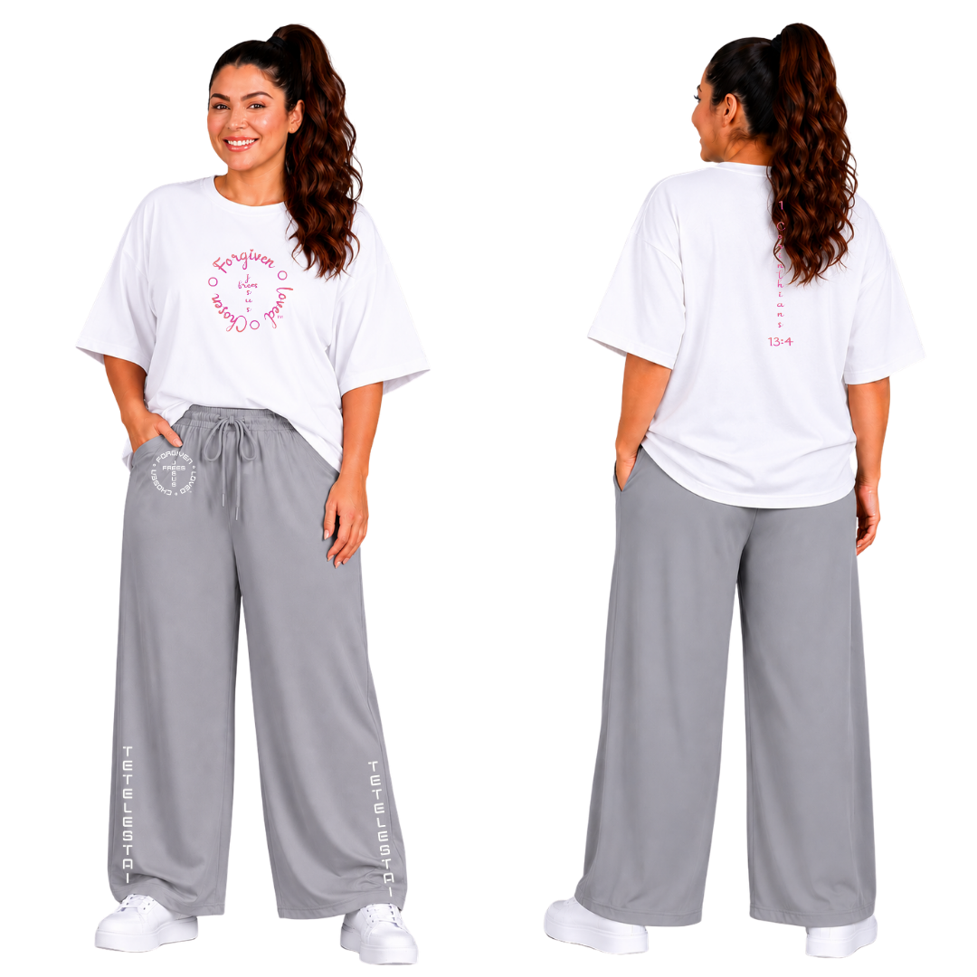 Jesus Frees - SICU Oversized Short Sleeve Women's Shirt - Font 223 Fuchsia Light Tips - 1 Corinthians 13:4