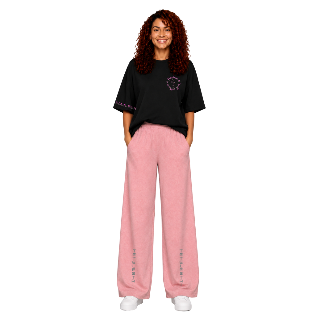 Jesus Frees - SICU Oversized Short Sleeve Women's Shirt - Font 223 Pink Gray Psalm 139:14