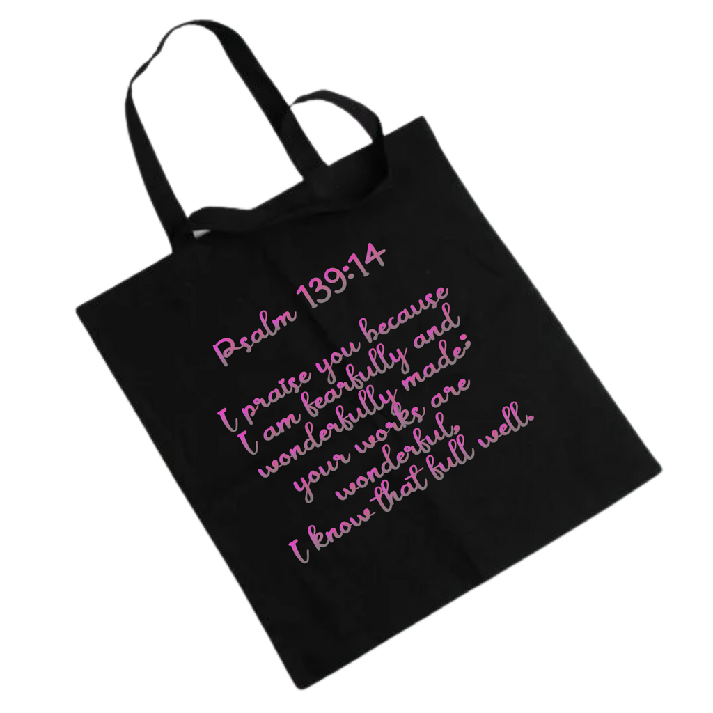Jesus Frees™ Apparel | "Tote the Truth" | "i" Heart Dotted Scripture Design | Font 223 Pink-Gray