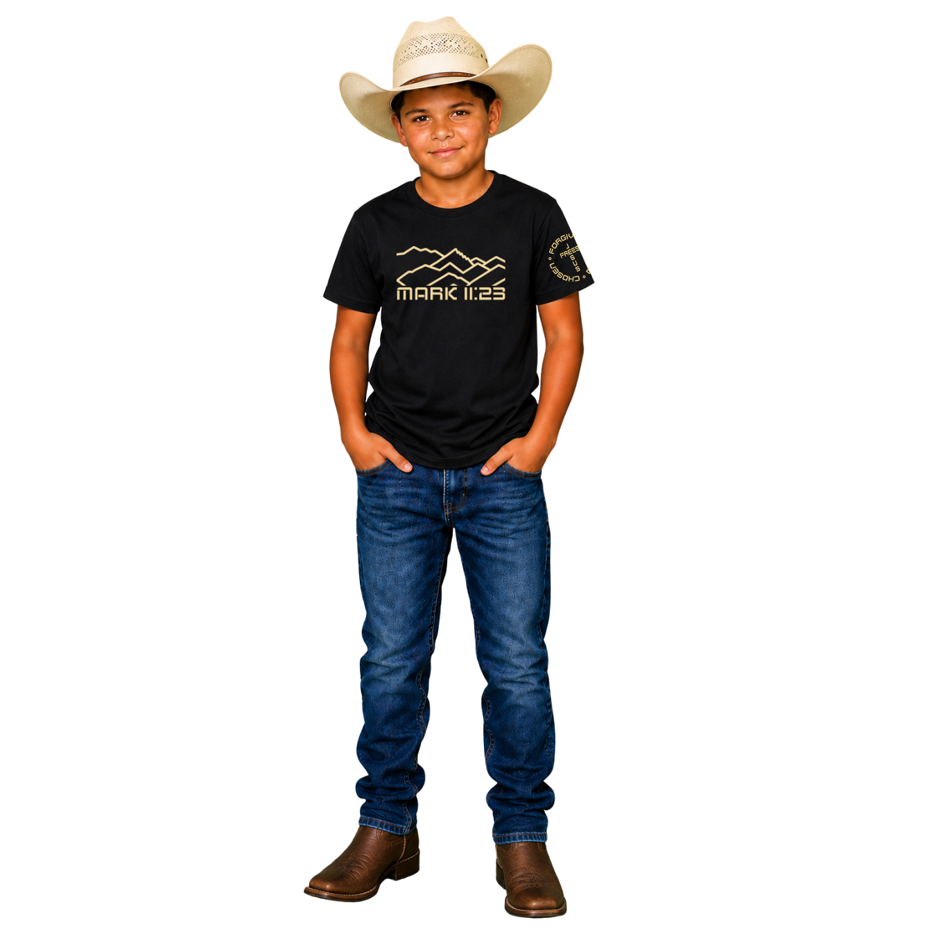 Jesus Frees - Kids 100% Cotton T-Shirts Boys - Montana Mountain Line