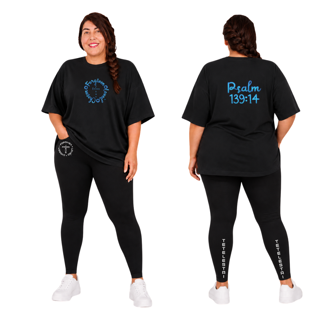 Jesus Frees - SICU Oversized Short Sleeve Women's Shirt - Font 223 Light Blue