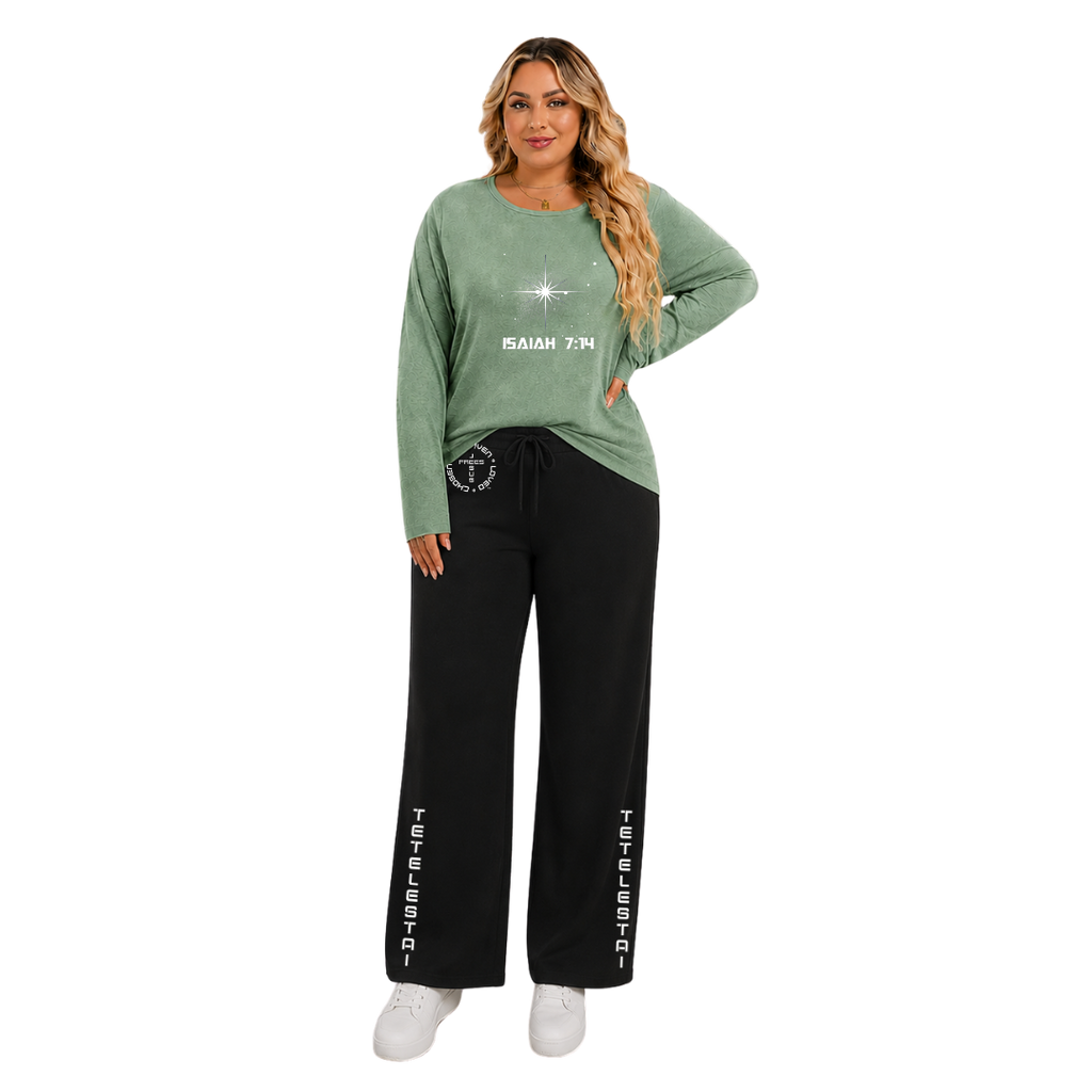 Jesus Frees - Joell Women's Long Sleeve Pastel Green Heather Crew Neck Shirt - 153 Star of Bethlehem