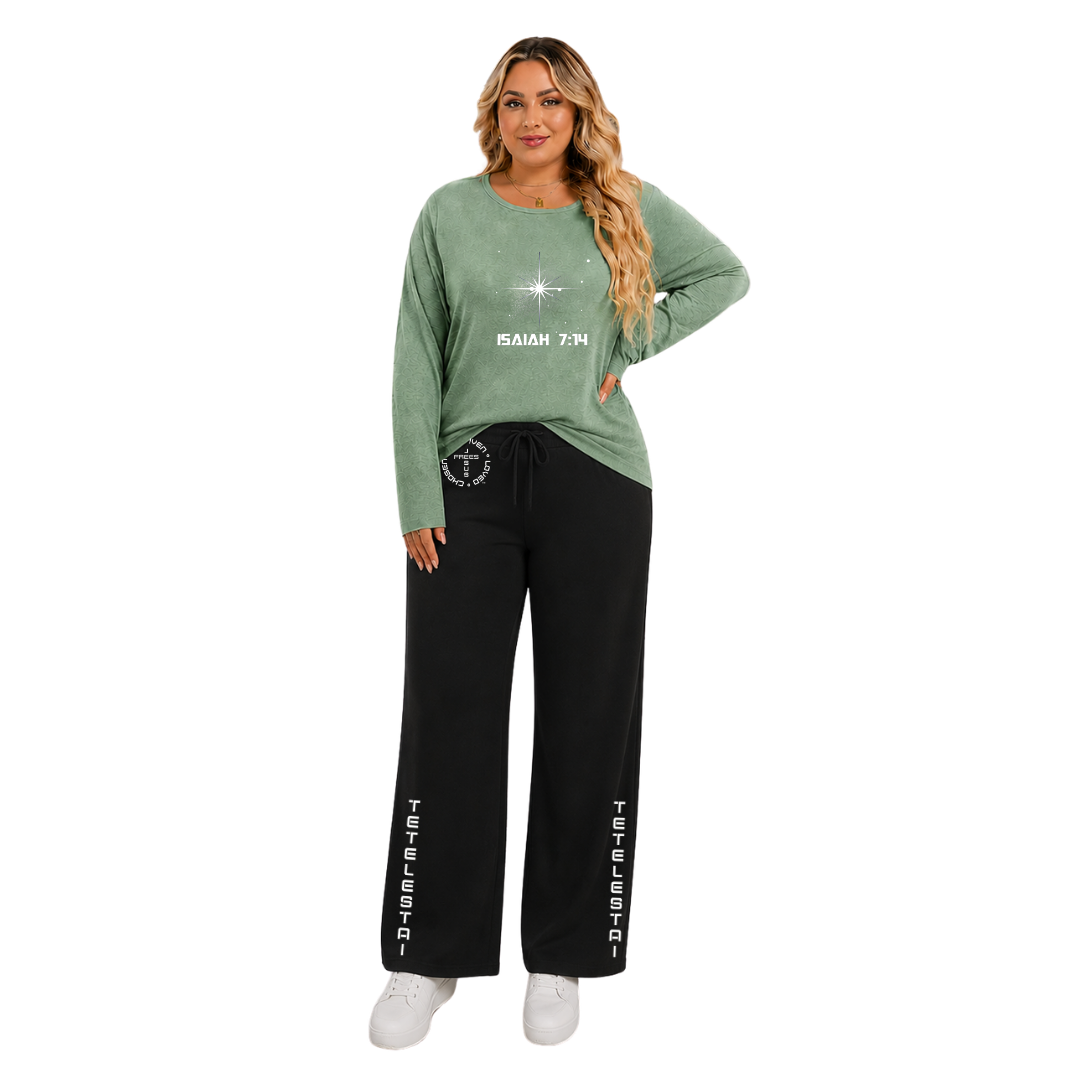 Jesus Frees - Joell Women's Long Sleeve Pastel Green Heather Crew Neck Shirt - 153 Star of Bethlehem