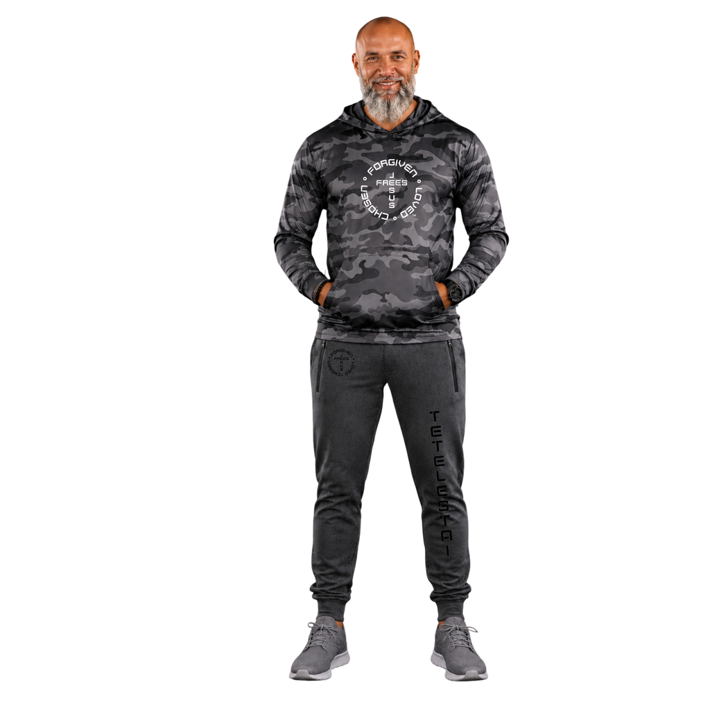 Jesus Frees - U-Champ Men's Jogger Sweatpants - Tetelestai Font 49 Black