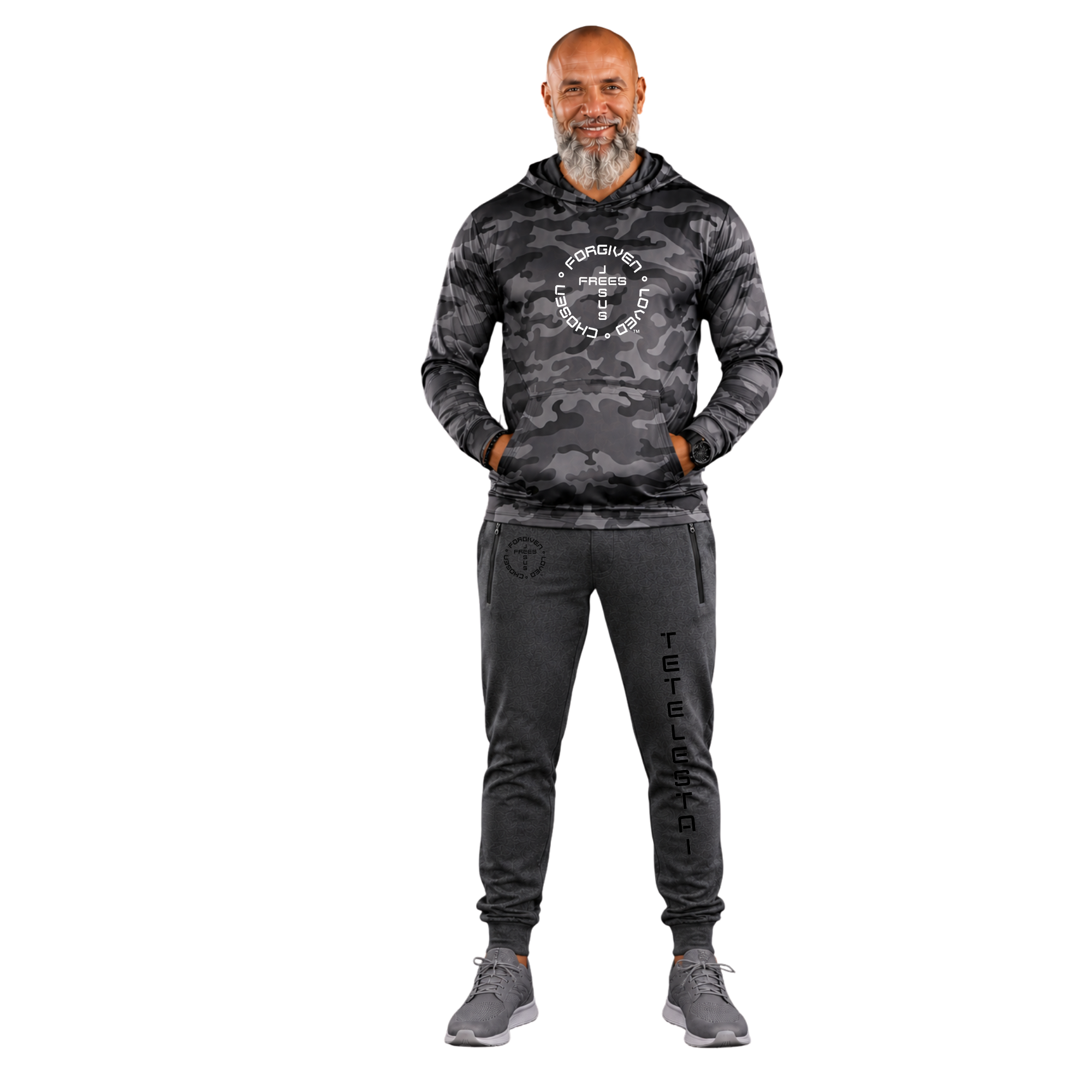 Jesus Frees - U-Champ Men's Jogger Sweatpants - Tetelestai Font 49 Black