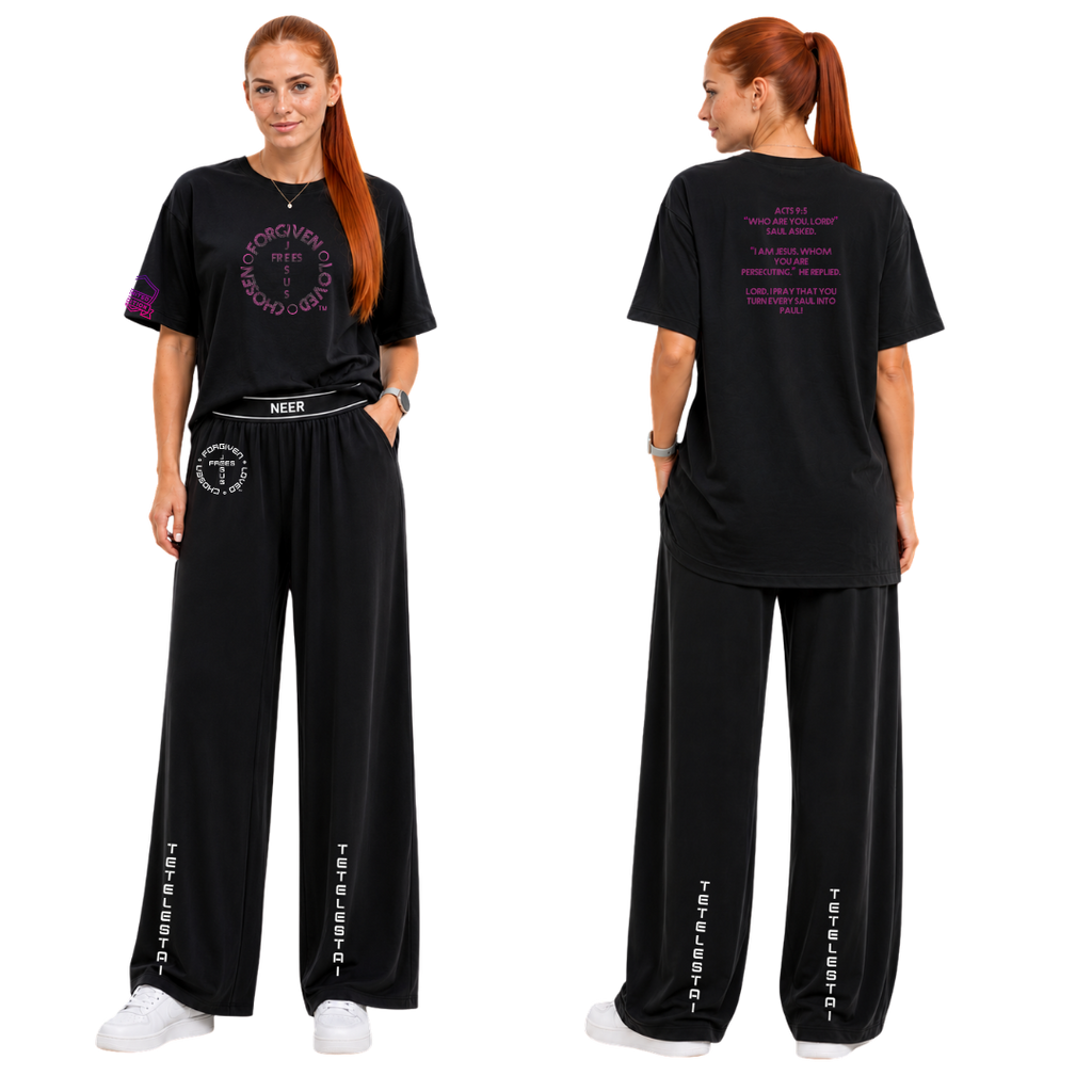 Jesus Frees - SICU Oversized Short Sleeve Women's Shirt - For the Bold & Courageous - Acts 9:5 + Prayer Font 122 Pink