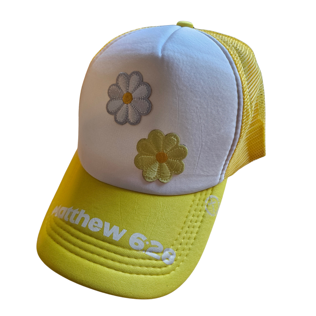 Jesus Frees - Truckers Mesh Caps Women & Kids Flowers & Hearts - Font 46 White