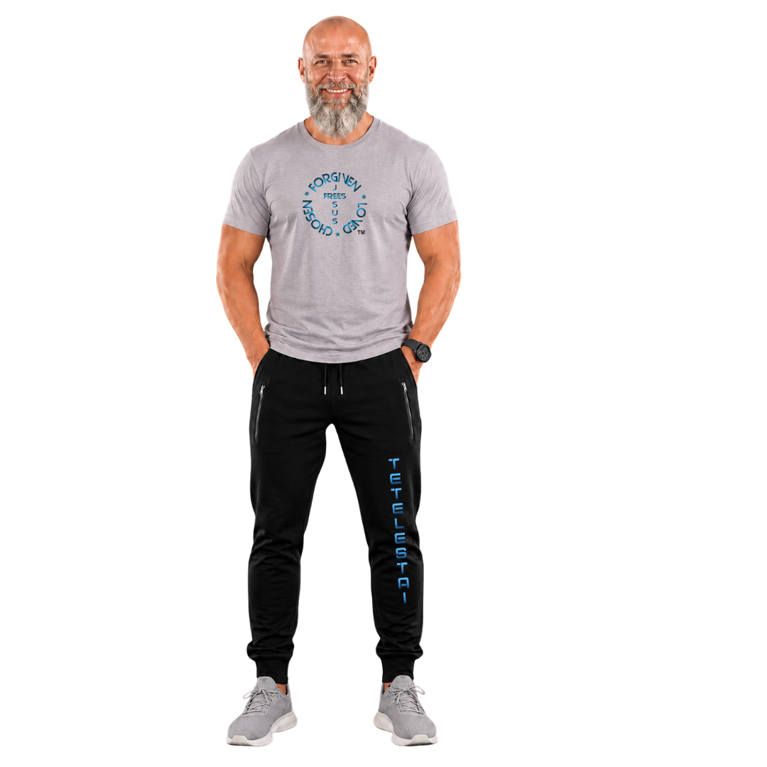 Jesus Frees - KD Men's Premium T-Shirt - Font 176 Blue Metallic John 14:6