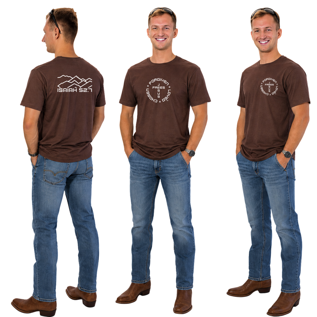 Jesus Frees - KD Men's Maroon Premium T-Shirt - Font 49 Montana Mountains