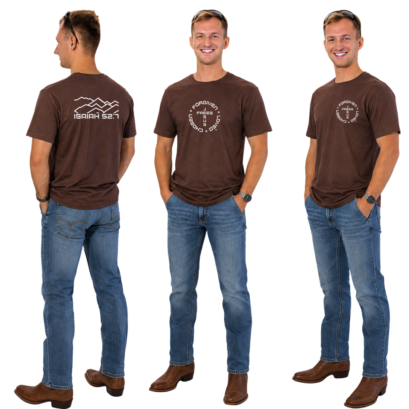 Jesus Frees - KD Men's Maroon Premium T-Shirt - Font 49 Montana Mountains