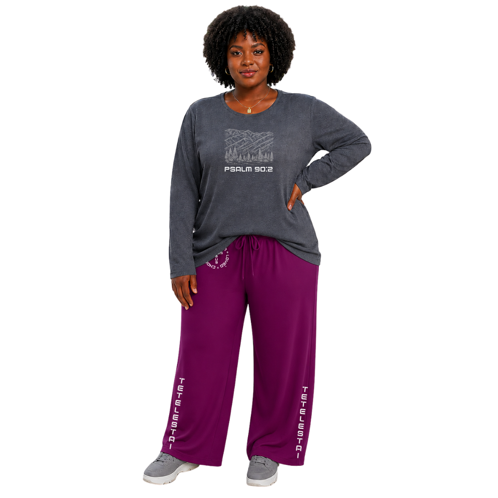 JOELL WOMEN'S LONG SLEEVE CREW NECK SHIRT - MONTANA MOUNTAINS FONT 49 WHITE